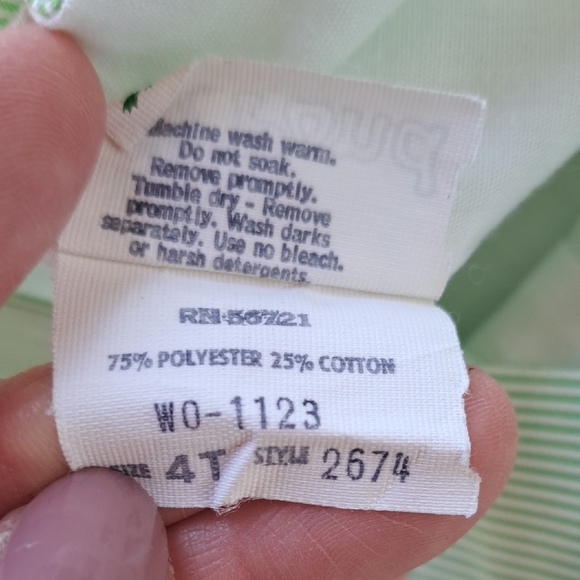 The Pond Vintage Green Pinstripes  Romper Patchwork Lamb 2 Piece Lightweight - Picture 7 of 12